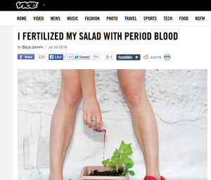 Use menstrual blood to fertilize garden.